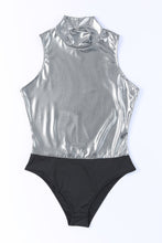 Load image into Gallery viewer, Silver Metallic  High Neck Sleeveless Bodysuit
