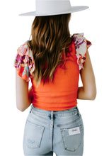 Load image into Gallery viewer, Orange Ribbed Knit Tiered Ruffled Sleeve Bodysuit
