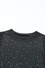 Load image into Gallery viewer, Black Rhinestone Crew Neck Long Sleeve Bodysuit
