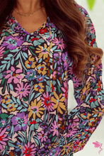 Load image into Gallery viewer, Multicolor Floral Print Ruffled Long Sleeve V-Neck Blouse
