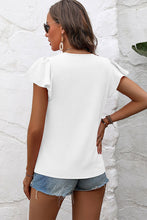 Load image into Gallery viewer, White  Textured Pleated Flutter Sleeve Blouse
