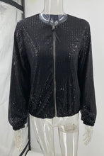 Load image into Gallery viewer, Black Sequin Zip Up Jacket
