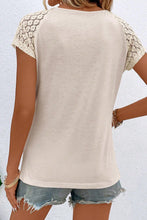 Load image into Gallery viewer, Cream  Lace Sleeve Keyhole  Top

