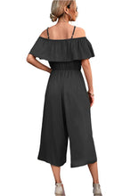 Load image into Gallery viewer, Black Off Shoulder High Waist Wide Leg Jumpsuit
