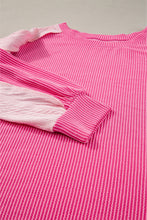 Load image into Gallery viewer, Pink Cable Knit Colorblock Exposed Seam Top
