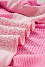 Load image into Gallery viewer, Pink Cable Knit Colorblock Exposed Seam Top
