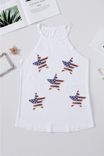 Load image into Gallery viewer, White Sequined American Flag Star Graphic Tank Top
