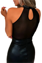 Load image into Gallery viewer, Black High Neck Sleeveless Sequin Bodysuit
