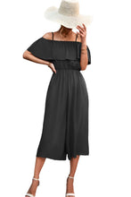 Load image into Gallery viewer, Black Off Shoulder High Waist Wide Leg Jumpsuit
