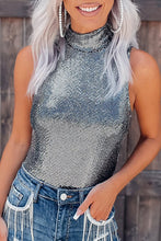 Load image into Gallery viewer, Silver Metallic  High Neck Sleeveless Bodysuit

