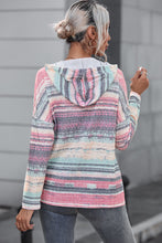 Load image into Gallery viewer, Multicolor Striped Print Cable Knit Drop Shoulder Hoodie
