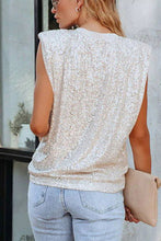 Load image into Gallery viewer, White Sequin Round Neck Sleeves Top
