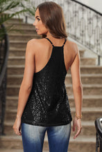 Load image into Gallery viewer, Black Sequin Racerback Tank with Adjustable Straps
